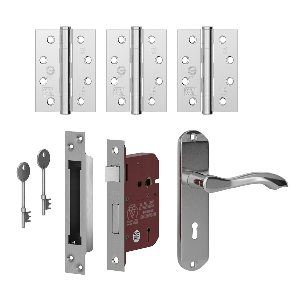 Ironmongery External Polished Chrome Tone Handle Set