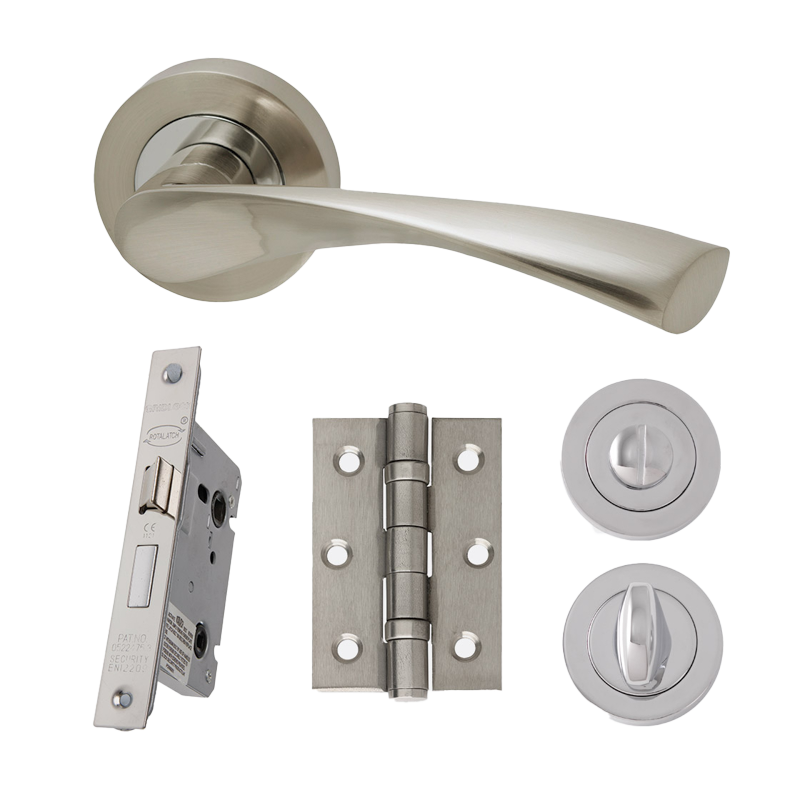 Ironmongery Solar Chrome TonePrivacy Handle Hardware Pack