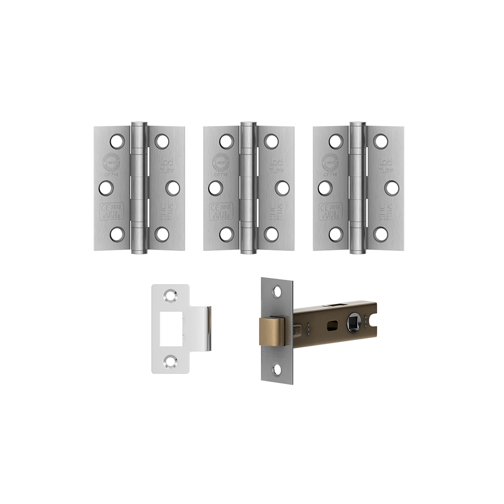 Satin Chrome Tone Internal Hinge and Latch Pack